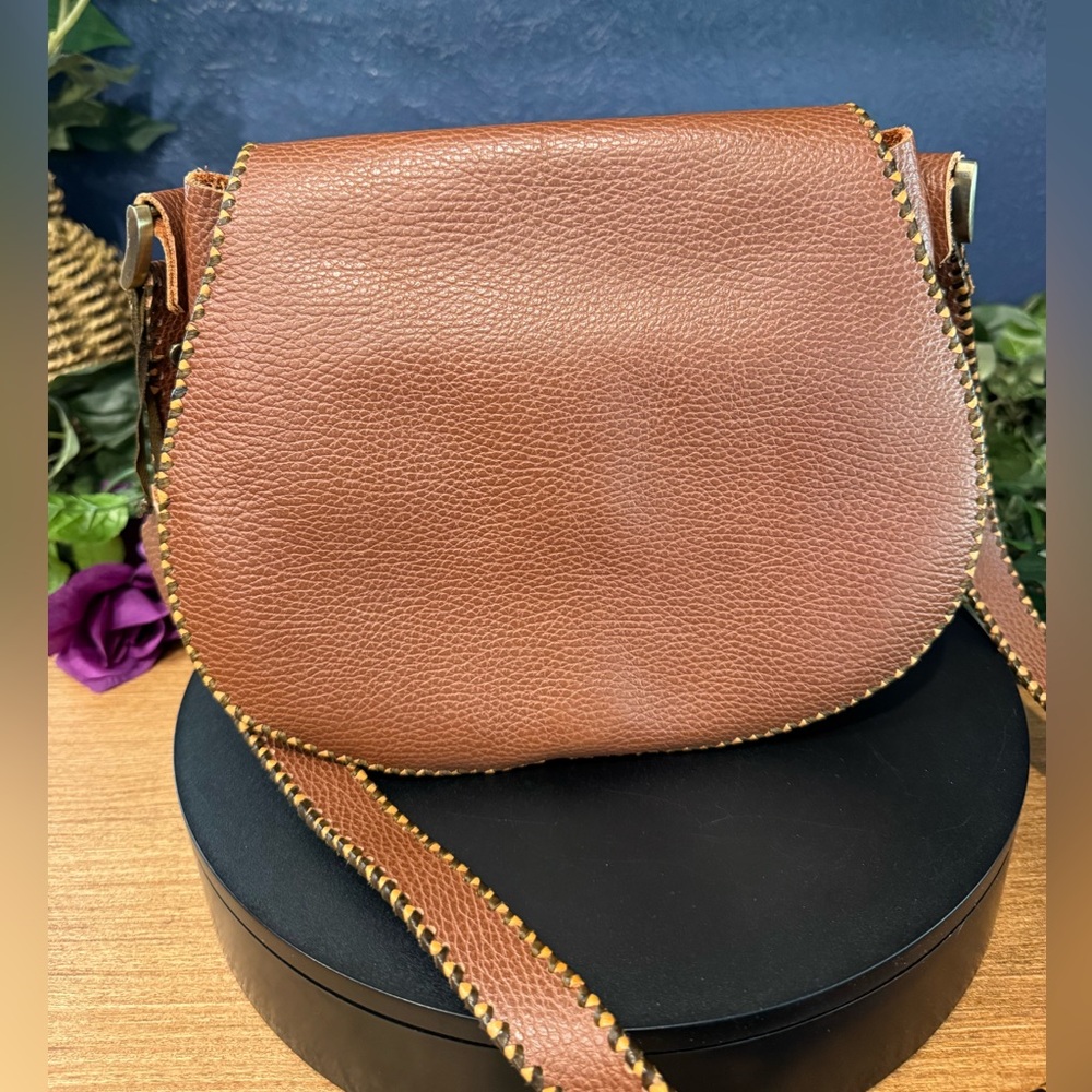 Aisha Brown Pebbled Leather Crossbody Shoulder Bag